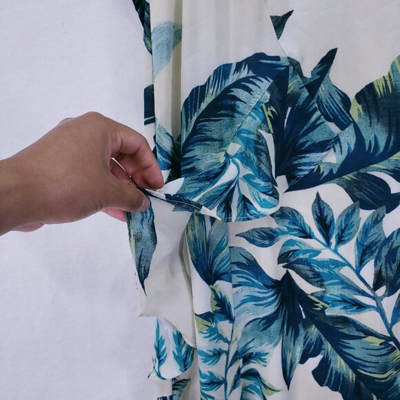 Maggy London Multicolor Hawaiian Tropical V Neck Ruffled Accents Maxi Dress 8 - Picture 10 of 16